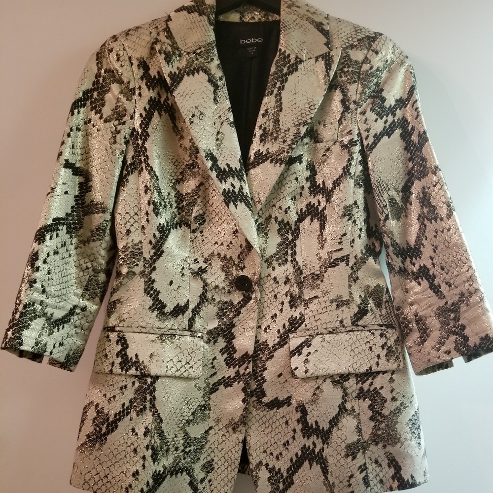 Bebe gold snakeskin print blazer
